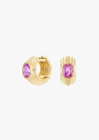 one of a kind Pavé Nomad Huggies with Pink Sapphires