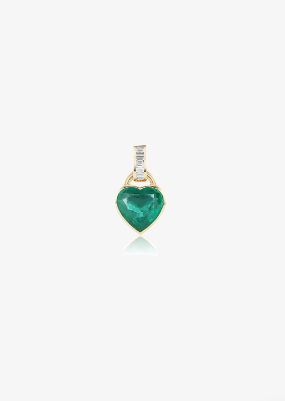 one of a kind Sorellina fine jewelry 18k yellow gold diamond One-of-a-Kind Emerald Heart Nomad Pendant