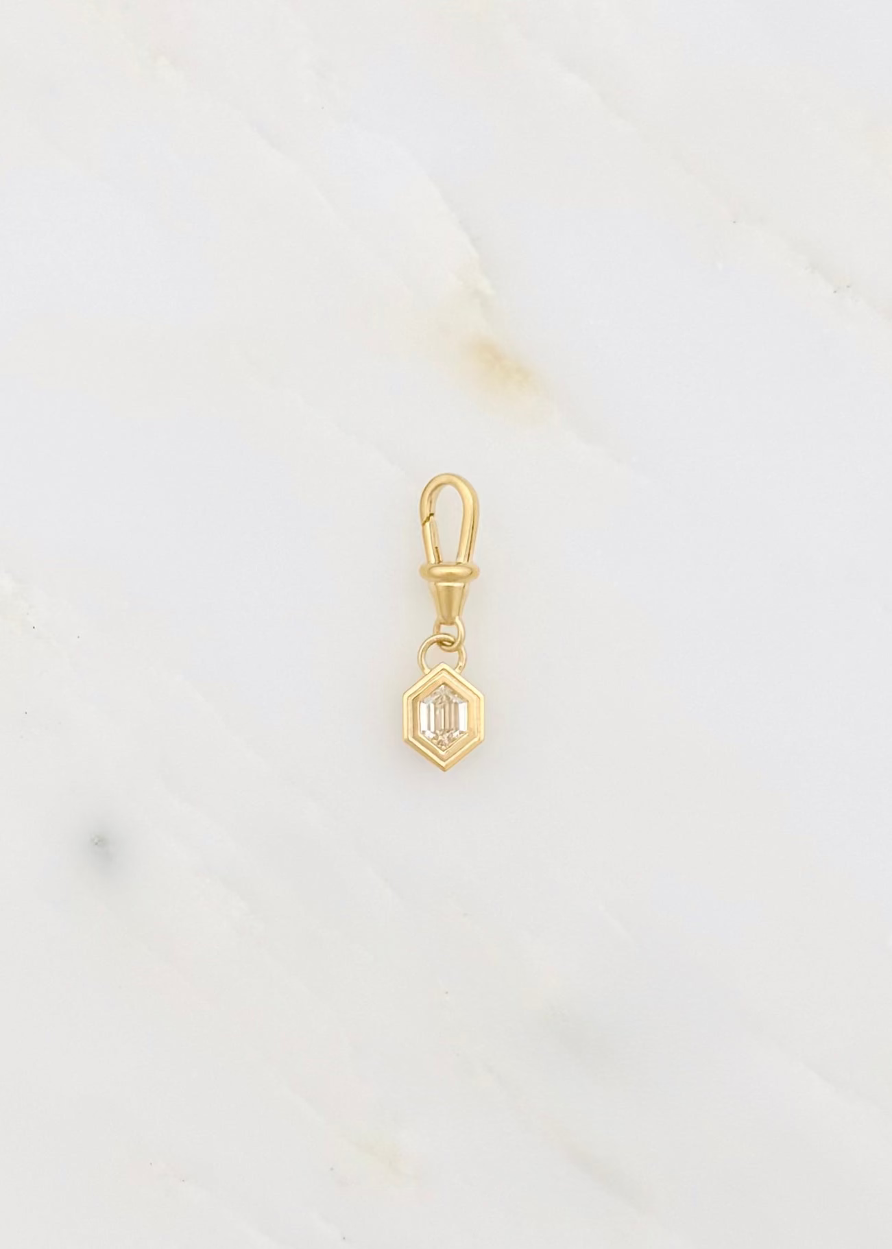 one of a kind azlee fine jewelry 18k yellow gold Le Nouveau .50ct Elongated Hexagon Diamond Charm
