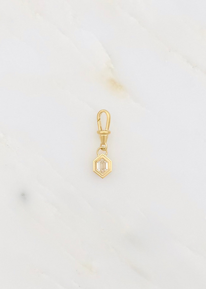 one of a kind azlee fine jewelry 18k yellow gold Le Nouveau .50ct Elongated Hexagon Diamond Charm