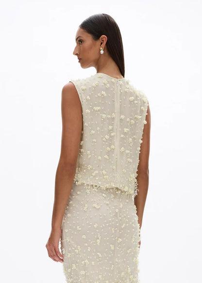 person wearing rachel gilbert womens embellished womens butter yellow