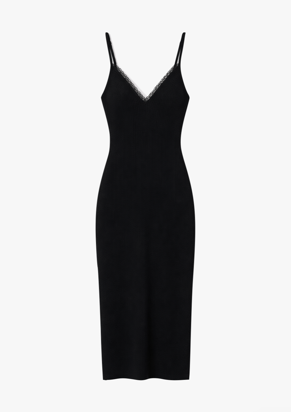 sablyn Allison B Ribbed Dress with Lace in black