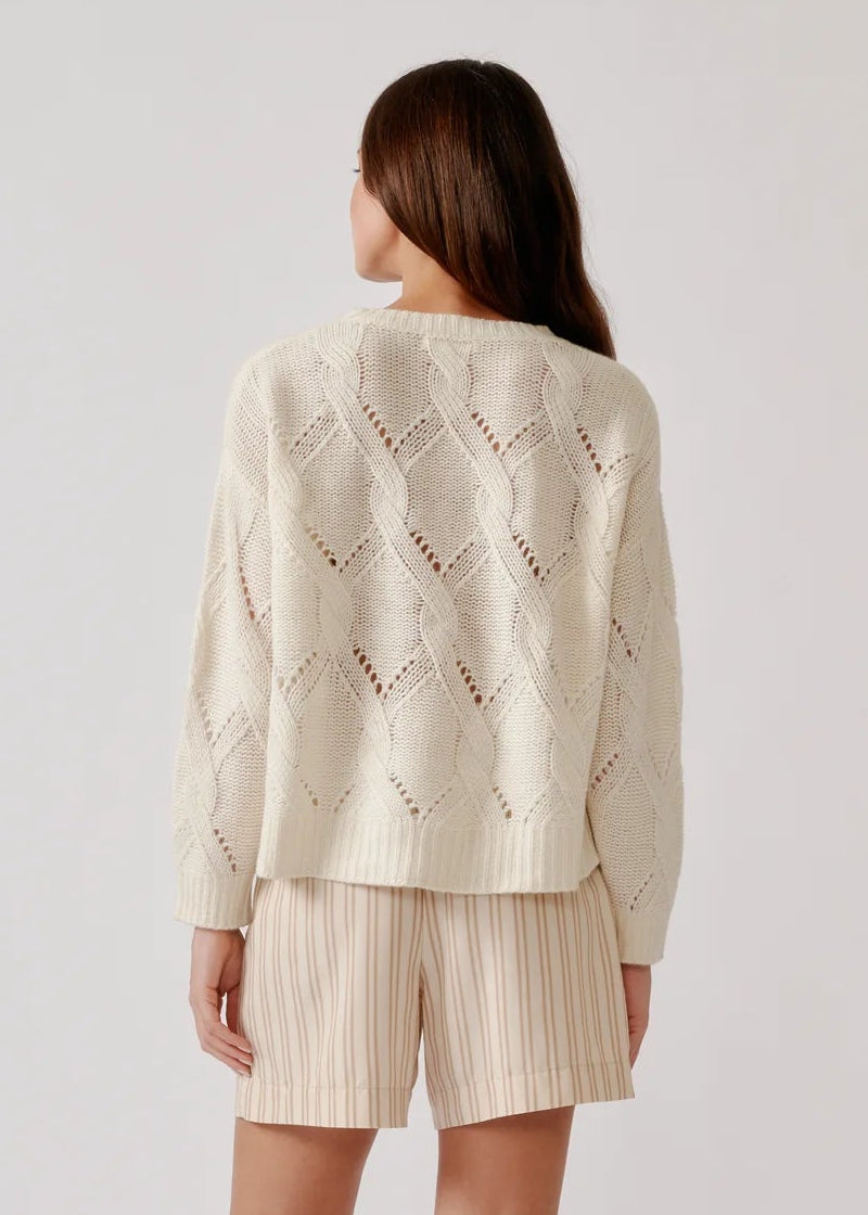 person wearing sablyn womens Brynn High Rise Pull-On Short in Dune Stripe