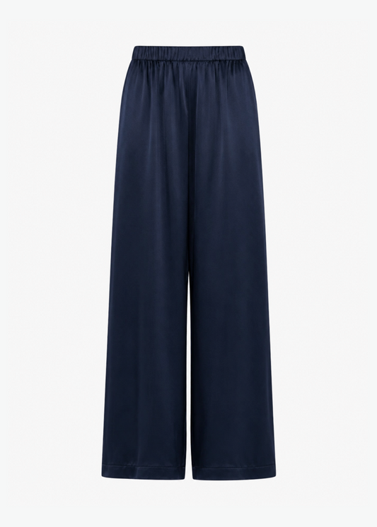 sablyn womens Brynn Wide Leg Silk Pant in Midnight Navy