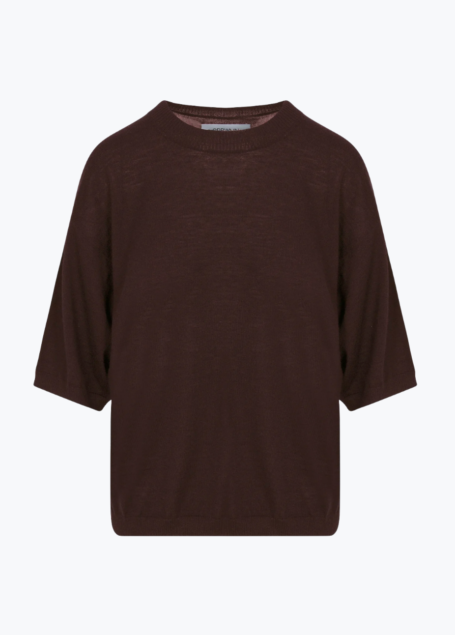 sablyn womens Cashmere Boxy Tee in Americano