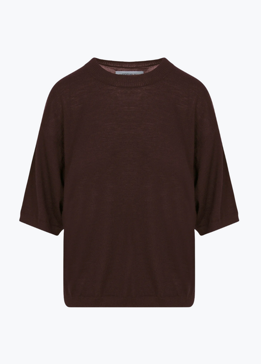 sablyn womens Cashmere Boxy Tee in Americano