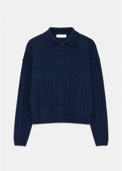 sablyn womens Elsie C Relaxed Cashmere Polo in Midnight Navy