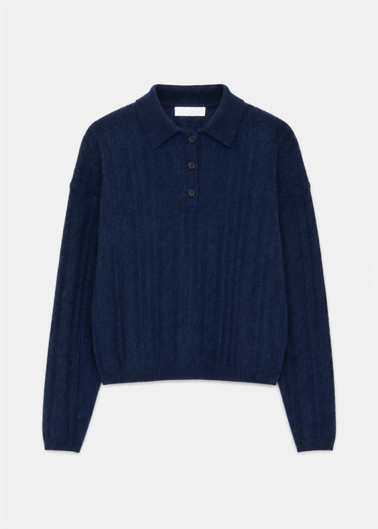 sablyn womens Elsie C Relaxed Cashmere Polo in Midnight Navy