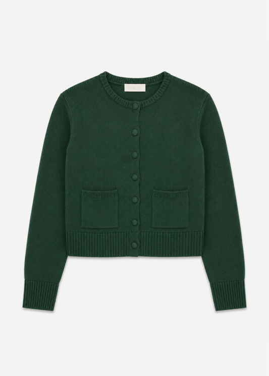sablyn womens Emilia Shoulder Pad Cashmere Cardigan in Hunter Green