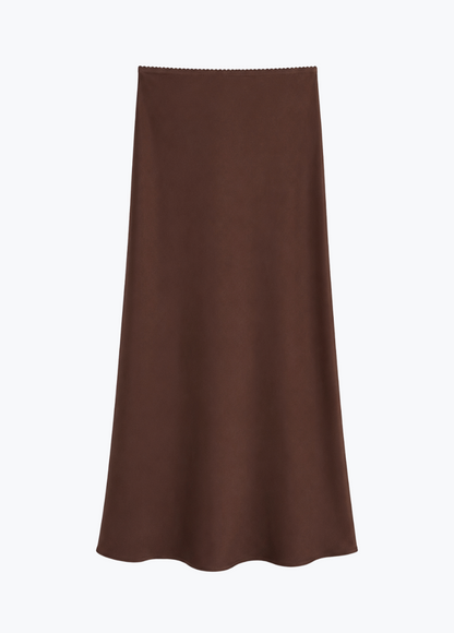sablyn womens Grace C Scallop Trim Bias Cut Maxi Skirt in Cinnabar silk