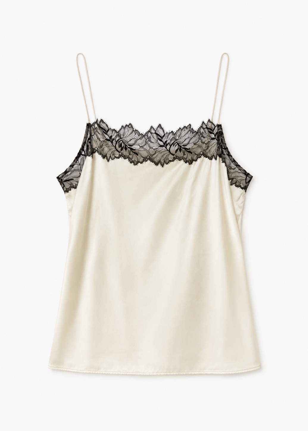 sablyn womens Haya Lace Trim Cami in Gardenia white black lace trim