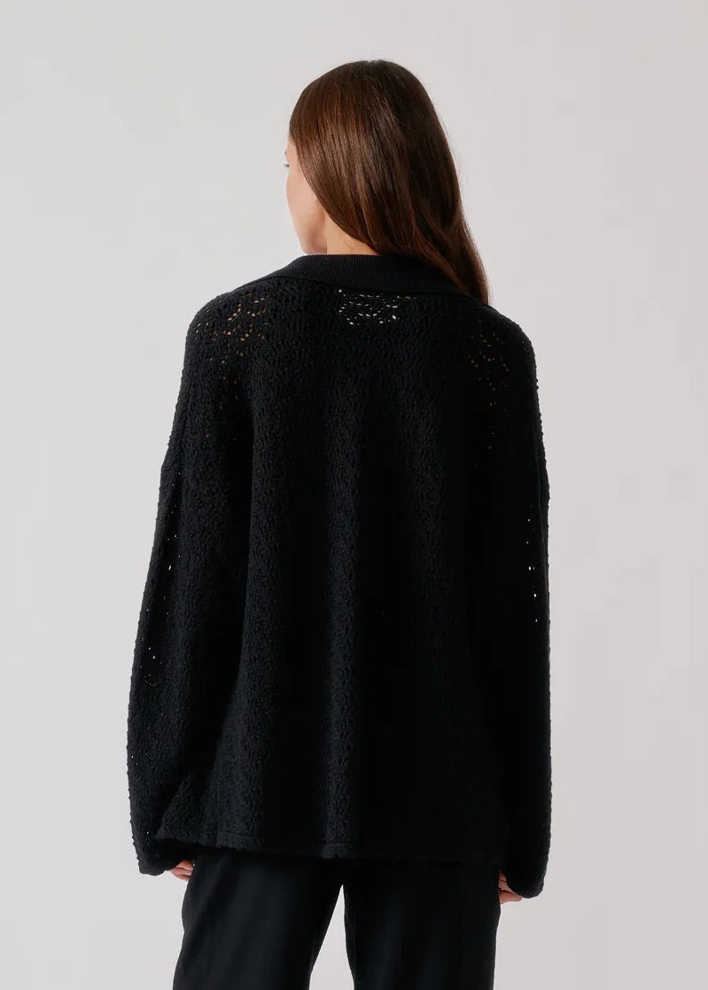 person wearing sablyn womens Izzy B Relaxed Knit Shirt in Black