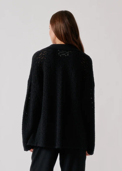 person wearing sablyn womens Izzy B Relaxed Knit Shirt in Black