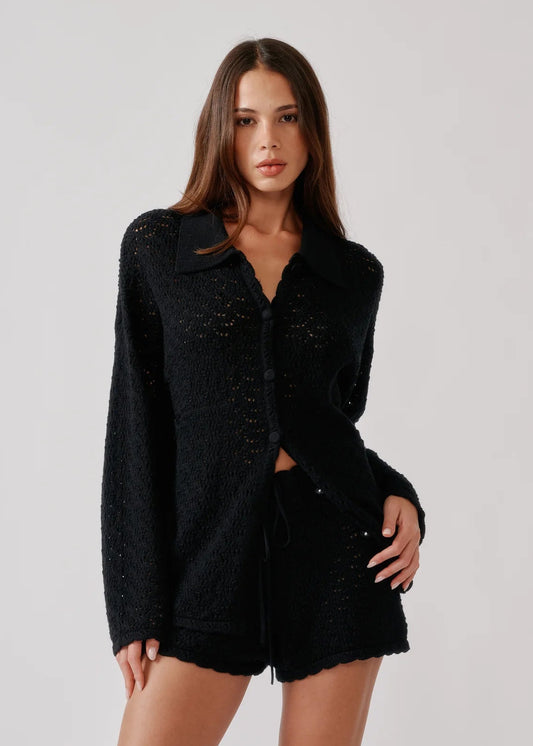 sablyn womens Izzy B Relaxed Knit Shirt in Black sablyn womens Kindra Relaxed Knit Shorts in Black