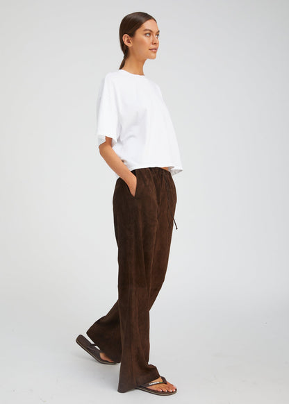person wearing sablyn womens Kauai Suede Pant in Americano