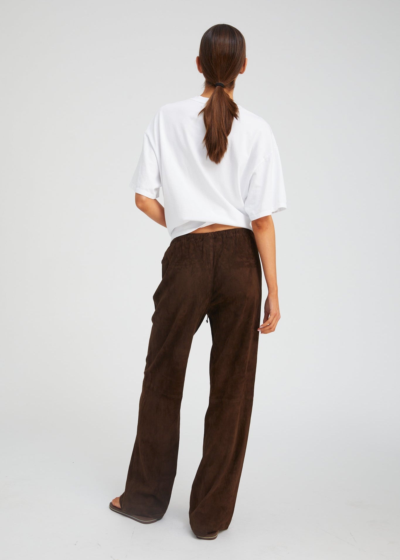person wearing sablyn womens Kauai Suede Pant in Americano