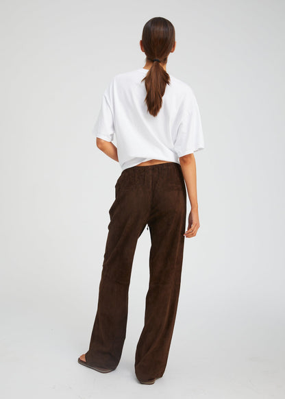 person wearing sablyn womens Kauai Suede Pant in Americano