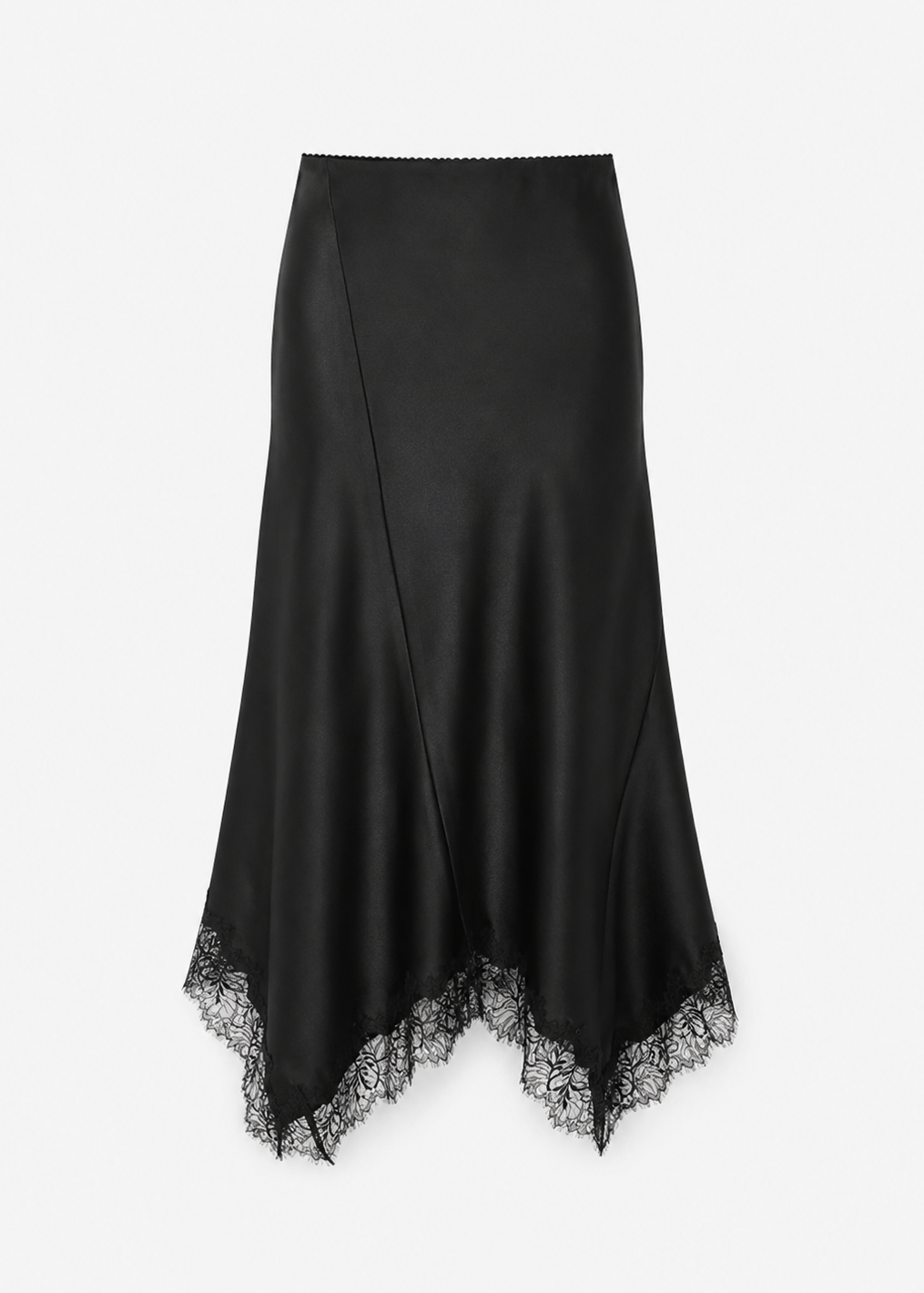 sablyn womens Keri B Paneled Bias Silk Skirt with Lace in Black