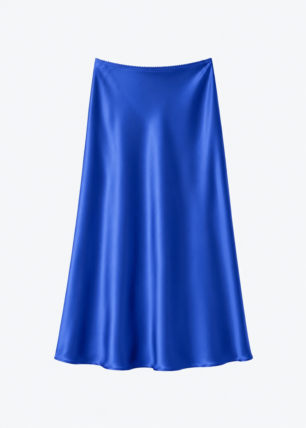 sablyn womens Miranda B Scallop Trim Bias Cut Skirt in Cobalt Blue