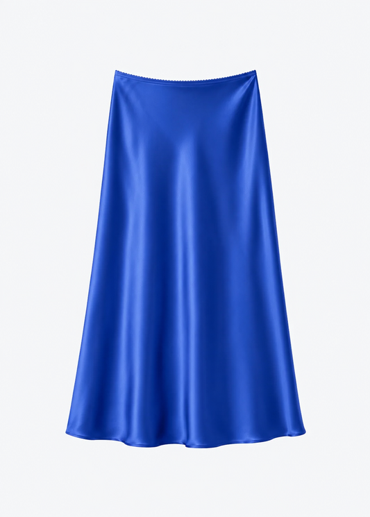 sablyn womens Miranda B Scallop Trim Bias Cut Skirt in Cobalt Blue