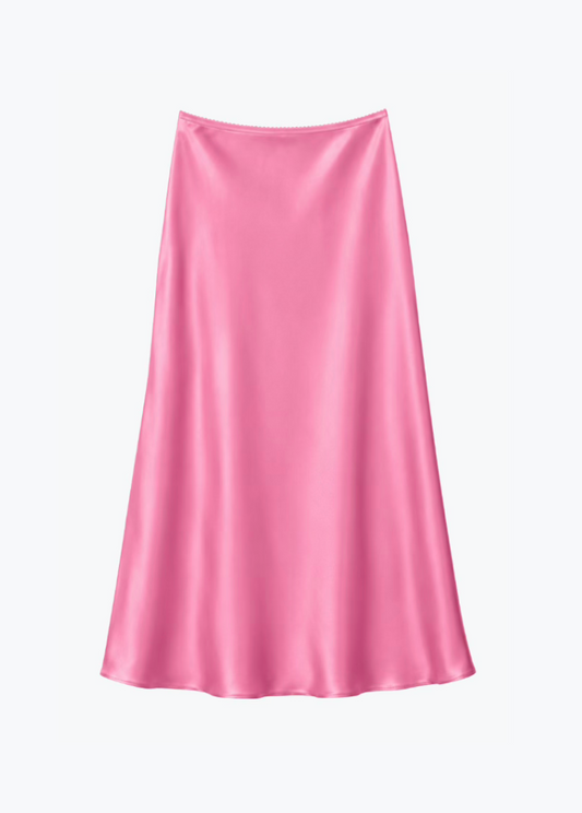 sablyn womens Miranda B Scallop Trim Bias Cut Skirt in Dahlia pink 2
