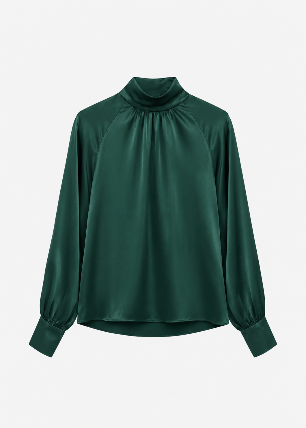sablyn womens Nadine Slouchy Turtleneck Top in Hunter Green silk