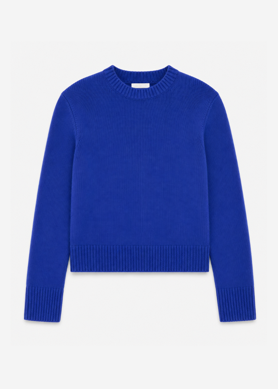sablyn womens Noa Shrunken cashmere Crewneck Sweater in Cobalt Blue