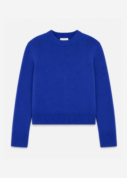 sablyn womens Noa Shrunken cashmere Crewneck Sweater in Cobalt Blue