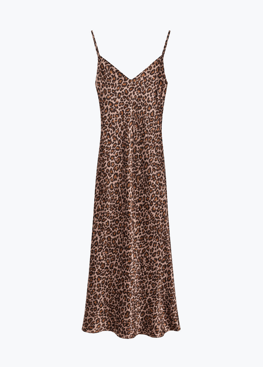 sablyn womens Taylor D V-Neck Silk Bias Dress in Cinnabar Leopard silk