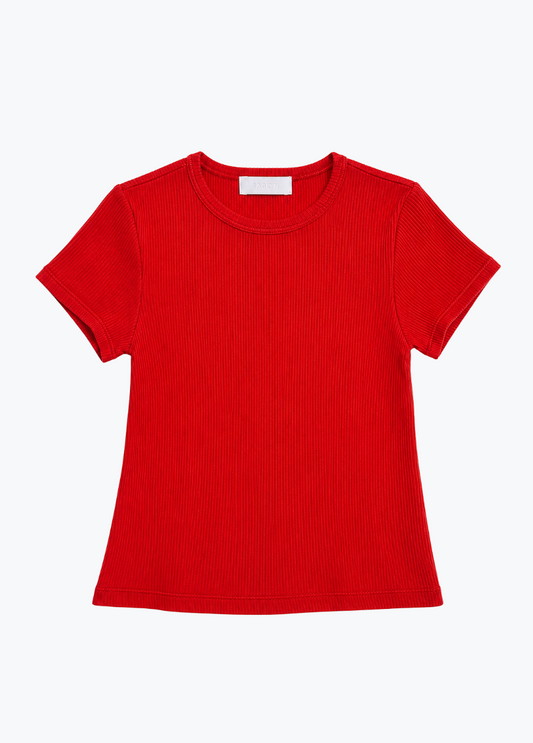 sablyn womens Yael Cropped Baby Tee in Scarlet