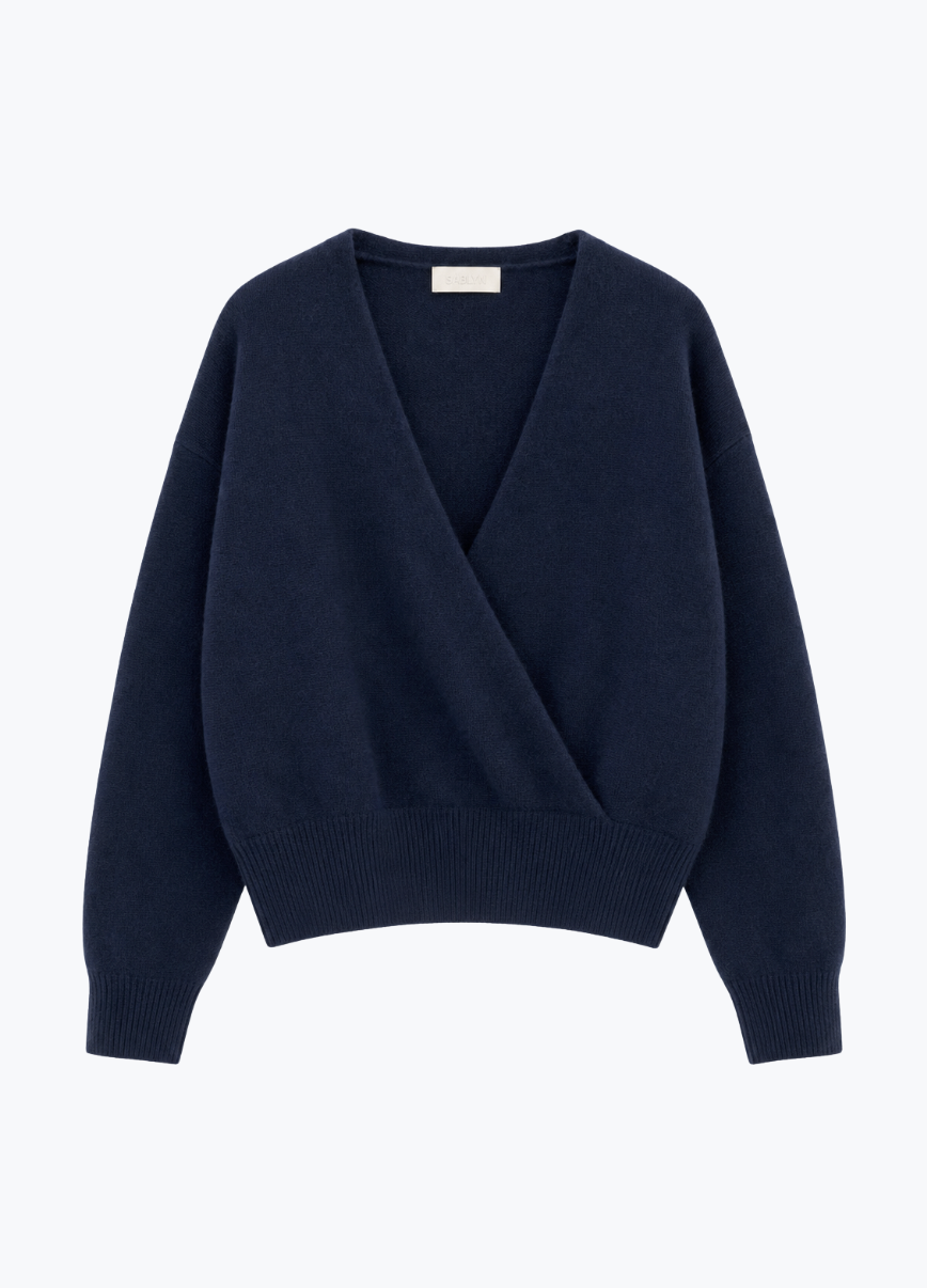 sablyn womens cashmere Koda Wrap Cashmere Sweater in Midnight Navy