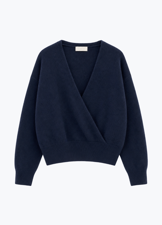 sablyn womens cashmere Koda Wrap Cashmere Sweater in Midnight Navy