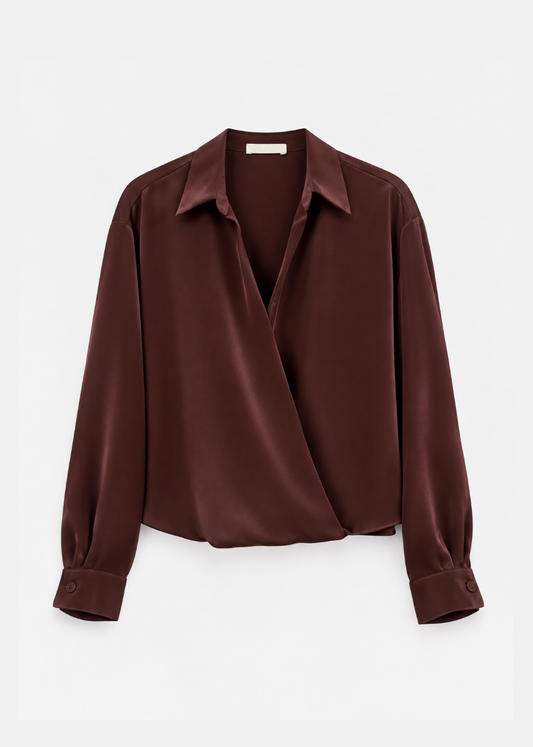 sablyn womens silk Tropez B Twisted Wrap Shirt in Cinnabar
