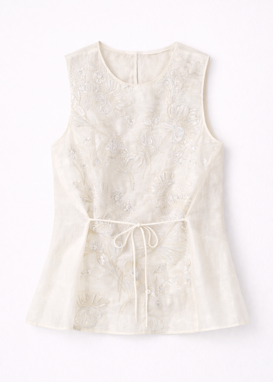 saint art womens Benson Floral Sequin Blouse in Ivory