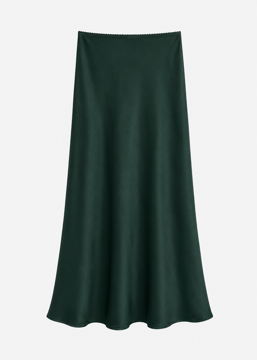 salbyn womens Grace C Scallop Trim Bias Cut Maxi Skirt in Hunter Green