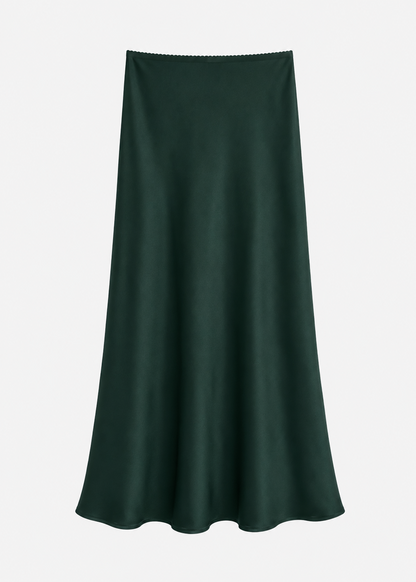 salbyn womens Grace C Scallop Trim Bias Cut Maxi Skirt in Hunter Green