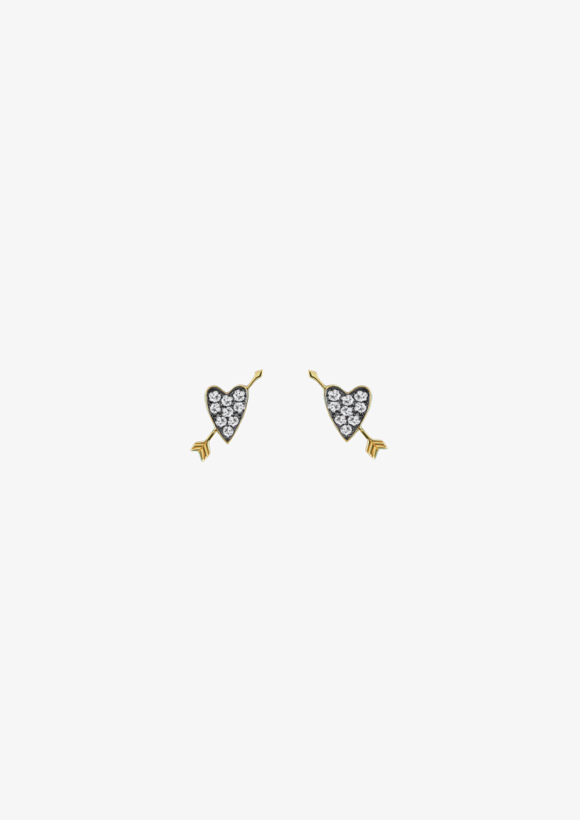 sorellina fine jewelry 18k yellow gold Heart Motif Studs