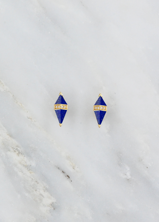 sorellina fine jewelry 18k yellow gold Pietra Studs with Lapis