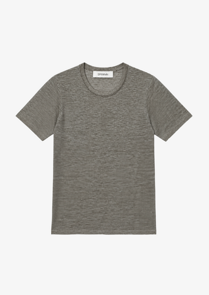 sprmwn Tissue Classic Short Sleeve Tee in Dark Green Mini Stripes