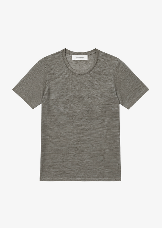 sprmwn Tissue Classic Short Sleeve Tee in Dark Green Mini Stripes