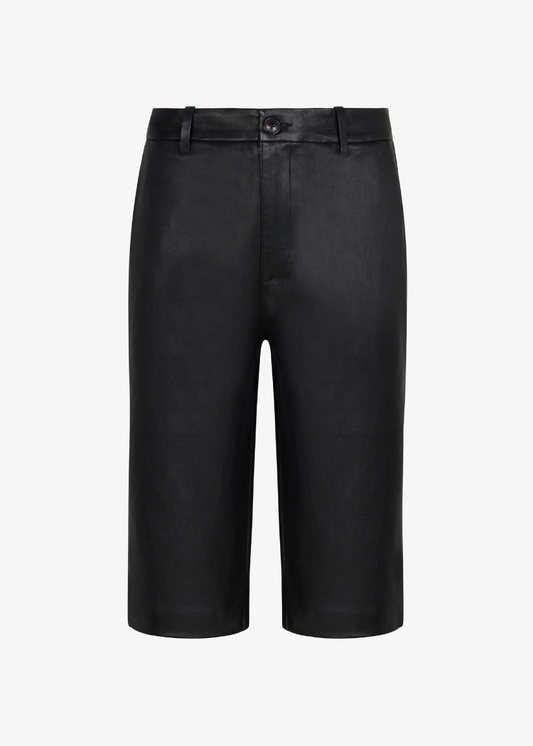 sprwmn Brigitte Leather Bermuda Shorts in Black