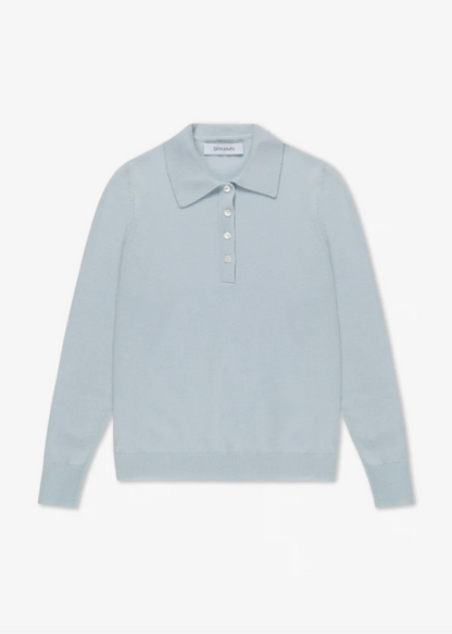 sprwmn Cashmere Polo Sweater in Baby Blue