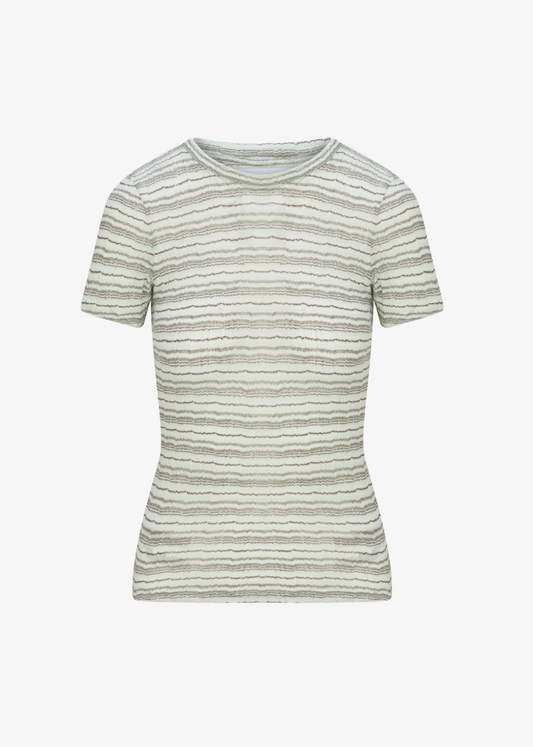 sprwmn Pointelle Baby Tee in Pistachio Stripe