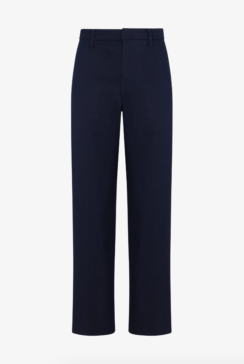 sprwmn Twill Straight Leg Trousers in Navy