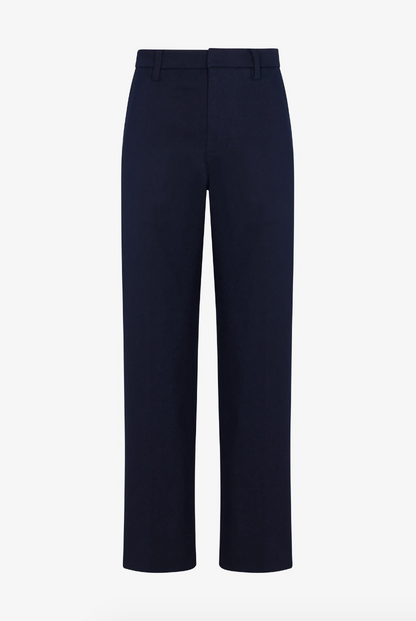 sprwmn Twill Straight Leg Trousers in Navy