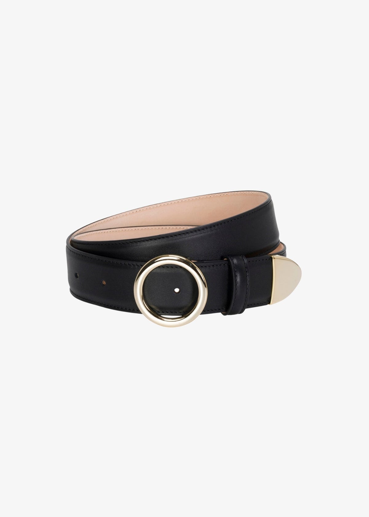 sprwmn black leather Jackie Belt gold hardware