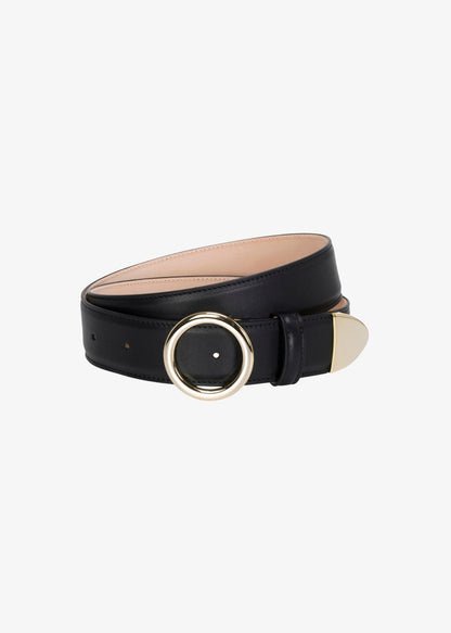sprwmn black leather Jackie Belt gold hardware