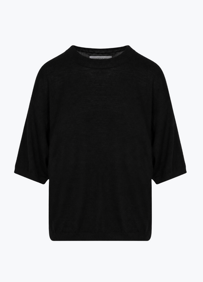 sprwmn womens Cashmere Boxy Tee in Black