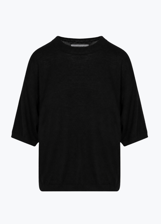 sprwmn womens Cashmere Boxy Tee in Black