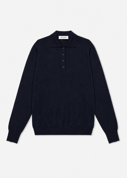 sprwmn womens Cashmere Polo Sweater in Navy